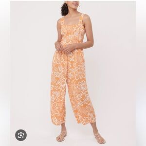 LOFT Garden Smocked Strappy Jumpsuit
